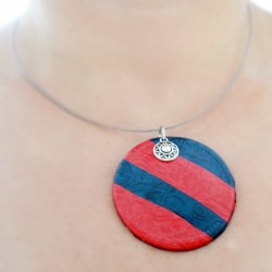 Round red and navy blue pendant.