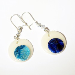 White and blue earrings