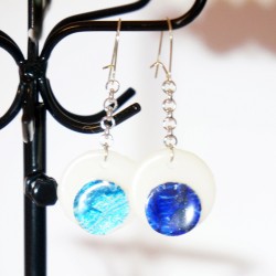 White and blue earrings