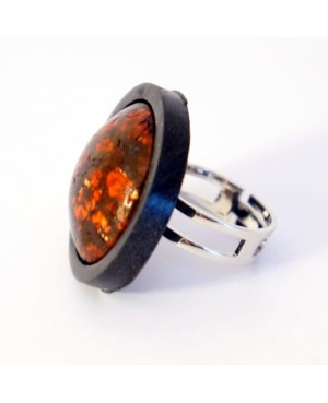 Big red and black adjustable ring Quirky and polymer clay rings