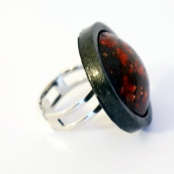 Big red and black adjustable ring