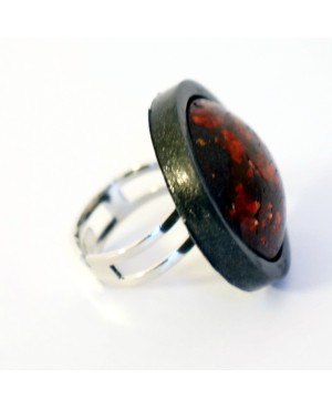 Big red and black adjustable ring Quirky and polymer clay rings
