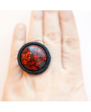 Grande bague réglable rouge et noire Bagues gourmandes et en pâte polymère