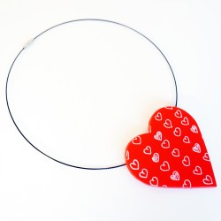 Big red pendant with white hearts