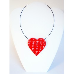 Big red pendant with white hearts