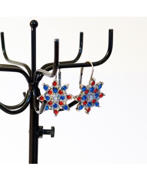 Boucles d'oreilles étoiles rouge et bleu Boucles d'oreilles en perles et cristal