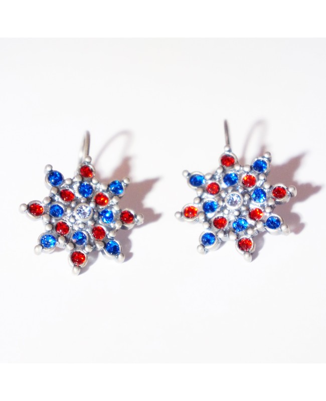 Red and blue star earrings