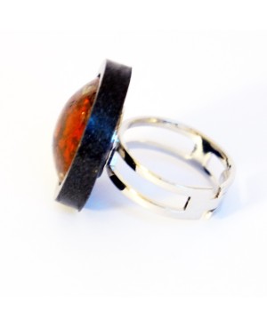 Small red and black adjustable ring Quirky and polymer clay rings