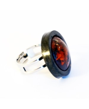 Small red and black adjustable ring Quirky and polymer clay rings