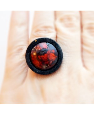 Petite bague réglable rouge et noire Bagues gourmandes et en pâte polymère