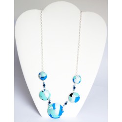Handmade long turquoise, blue and white necklace