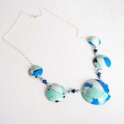 Handmade long turquoise, blue and white necklace