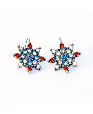 Red, white and blue star earrings Crystal and beaded earrings