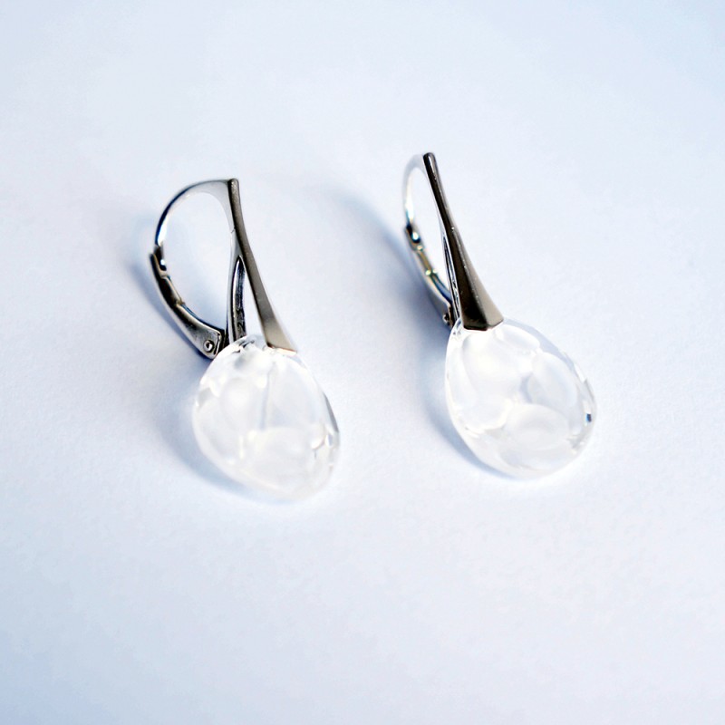 Clear Swarovski crystal and silver earrings - Les Bijoux du Nibou