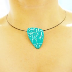 Blue pendant with cats and dogs