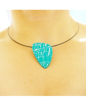 Pendentif bleu avec des chiens et des chats Pendentifs en pâte polymère