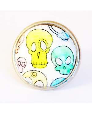 Multicolored round ring with skulls Quirky and polymer clay rings