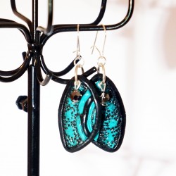 Handmade turquoise and black earrings