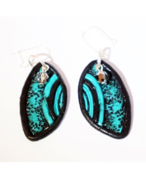 Handmade turquoise and black earrings Handcrafted earrings