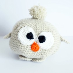 Grey and beige crocheted owl