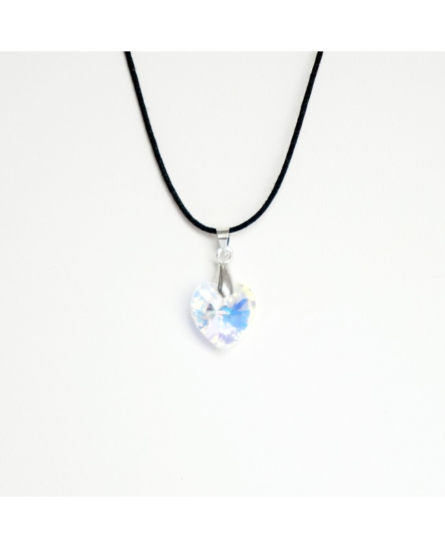 Transparent Swarovski crystal heart pendant