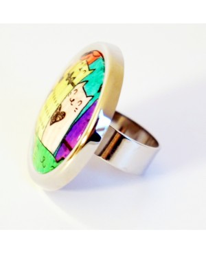 Little multicolored cat ring Quirky and polymer clay rings