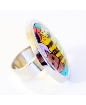 Little multicolored cat ring Quirky and polymer clay rings