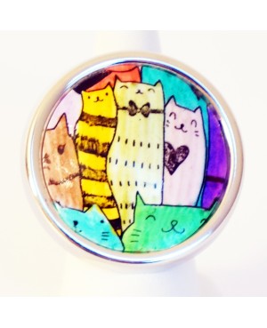 Little multicolored cat ring Quirky and polymer clay rings