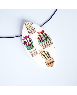 Cactus pendant Polymer clay pendants