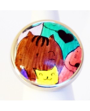 Little brown cat ring Quirky and polymer clay rings