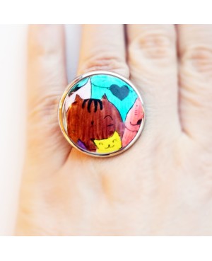 Bague petit chat marron Bagues gourmandes et en pâte polymère