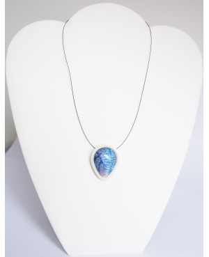 Handmade blue and white pendant Polymer clay pendants