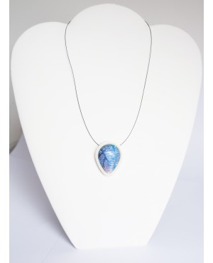 Pendentif fait-main bleu et blanc Pendentifs en pâte polymère