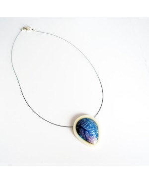 Handmade blue and white pendant Polymer clay pendants