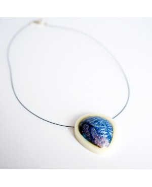 Handmade blue and white pendant Polymer clay pendants