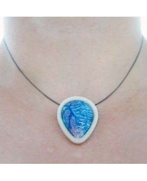 Handmade blue and white pendant Polymer clay pendants