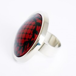 Red and black lace ring