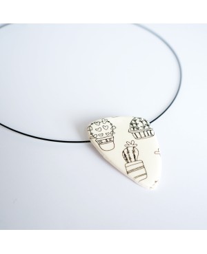 Black and white pendant cactus Polymer clay pendants