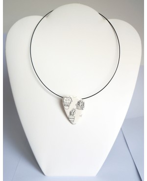 Black and white pendant cactus Polymer clay pendants