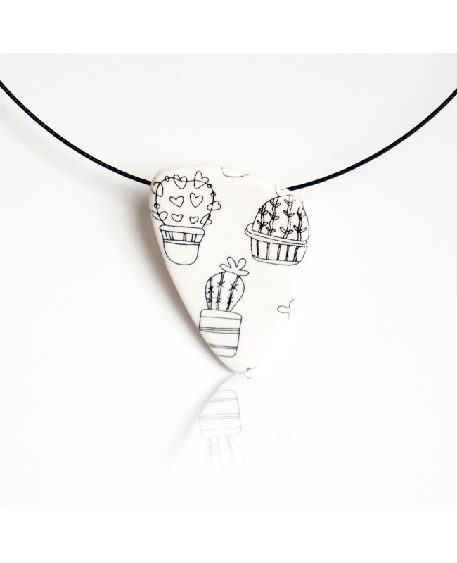 Black and white pendant cactus