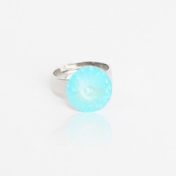 Blue-green Swarovski crystal ring