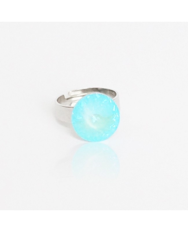 Blue-green Swarovski crystal ring