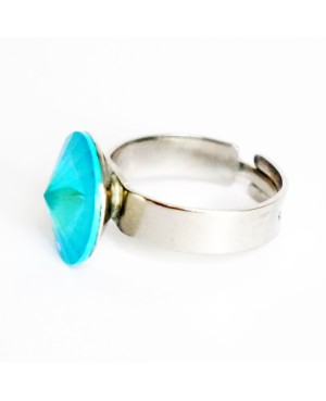 Blue-green Swarovski crystal ring “Solitaire” Swarovski crystal ring