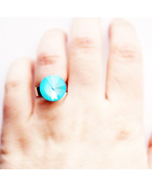 Bague bleue verte en cristal de Swarovski Bagues "solitaire" en cristal