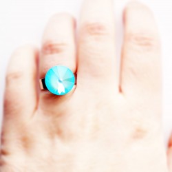 Blue-green Swarovski crystal ring