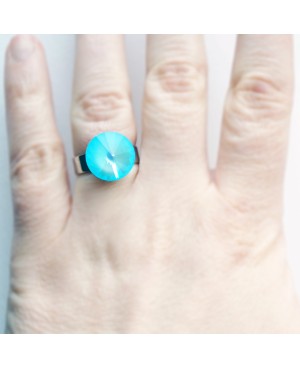 Blue-green Swarovski crystal ring “Solitaire” Swarovski crystal ring