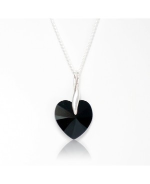 Collier coeur noir en cristal de Swarovski Pendentifs coeur