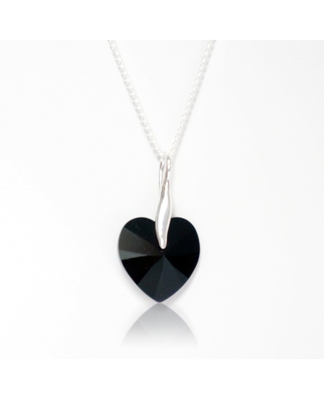 Collier coeur noir en cristal de Swarovski Pendentifs coeur