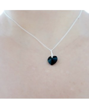 Collier coeur noir en cristal de Swarovski Pendentifs coeur