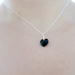 Red and Black Swarovski crystal heart necklace